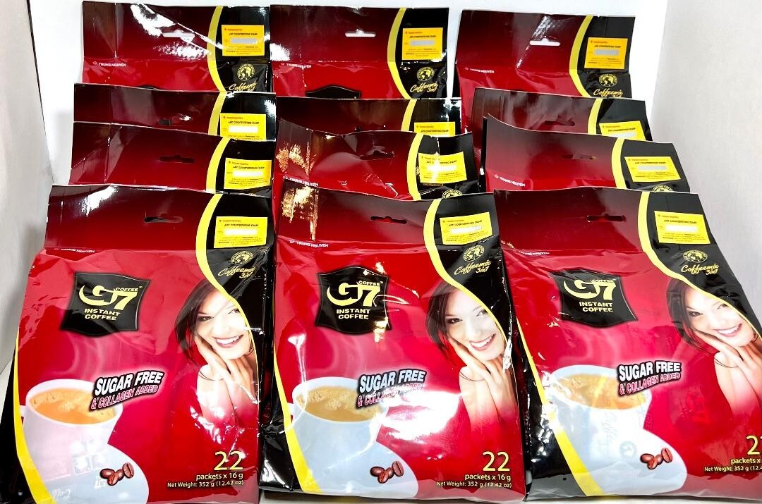 Trung Nguyen G7 Instant Coffee Sugar Free+Collagen 22 Sachet x16g ( Pack of 12 )