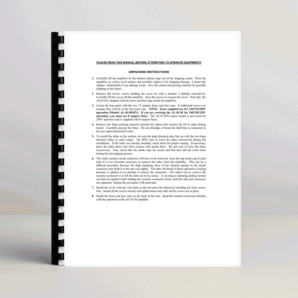 Ameritron AL-811H Instruction Manual