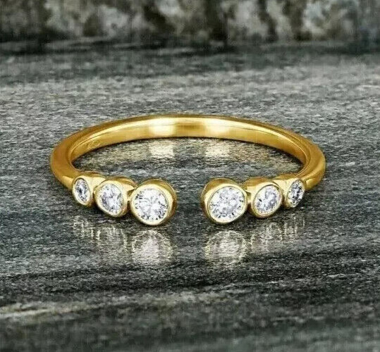 1 Ct Round Moissanite Adjustable Women's Toe Ring 14k Yellow Gold Plated Silver