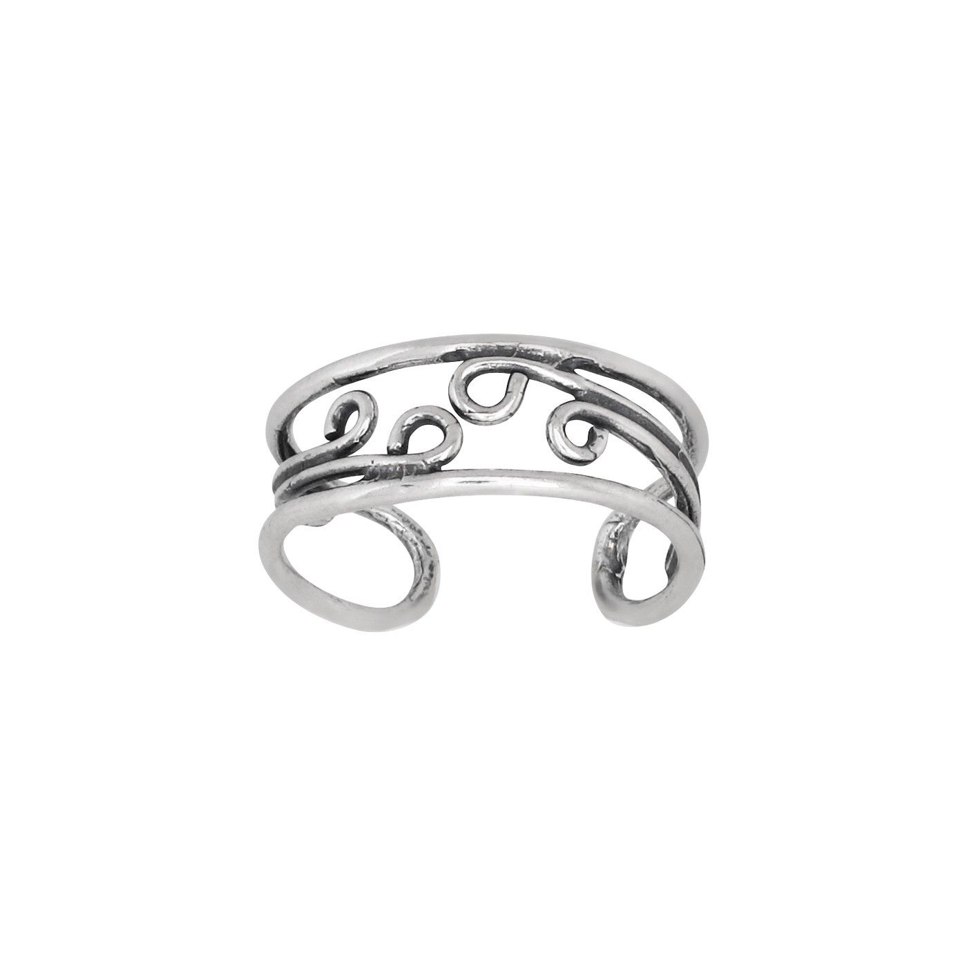 Sterling Silver .925 Spiral Waves Toe Ring Adjustable Size | Made In USA