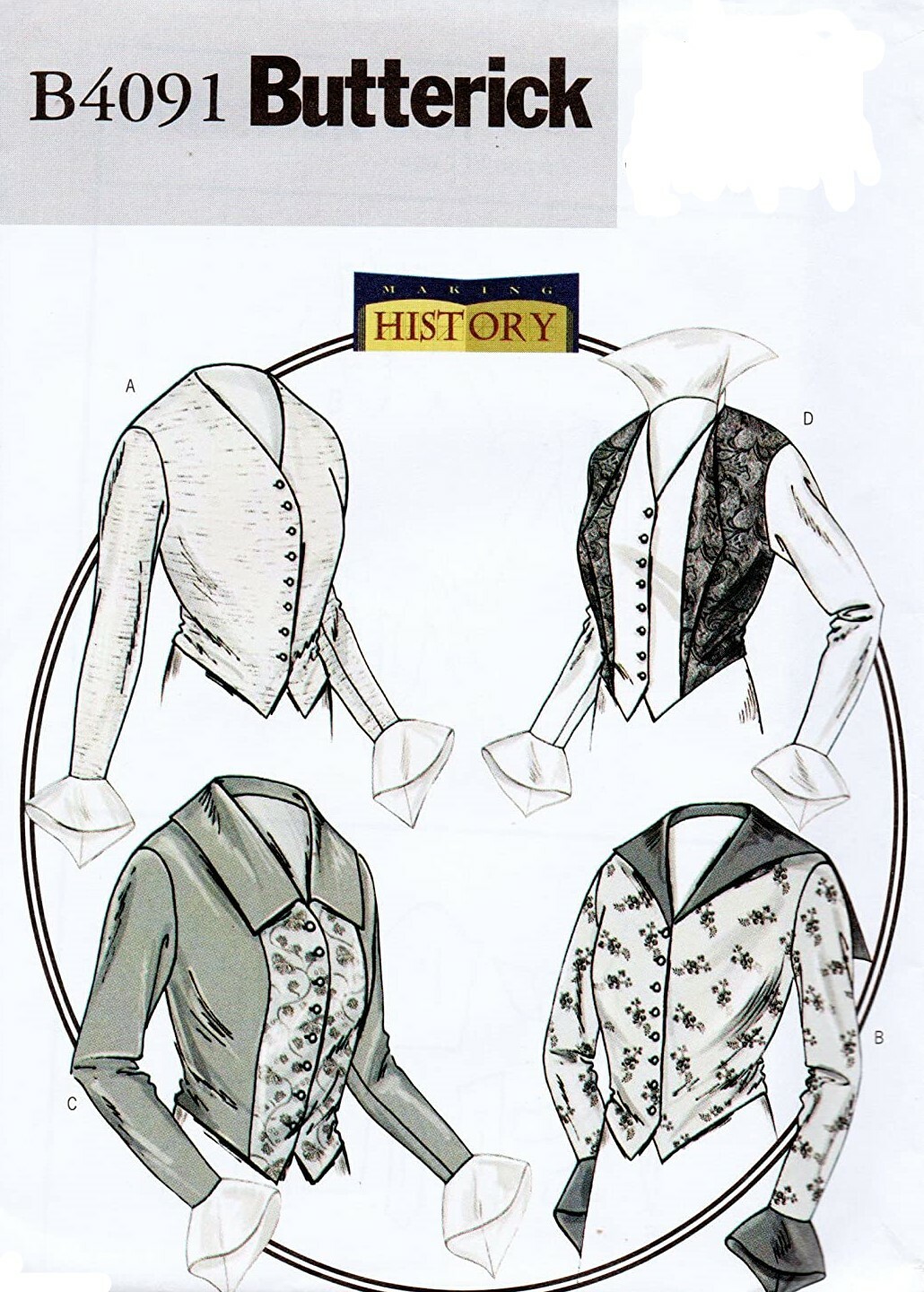 Historical 1914 Basque Shirt Sewing Pattern U-pick Size 6-22 Butterick 4091 OOP