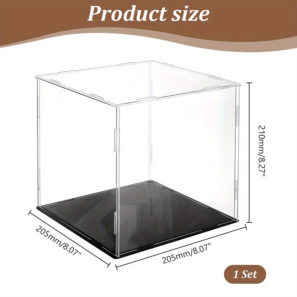 1set Square Transparent Acrylic Minifigure Collections Display Case with Black