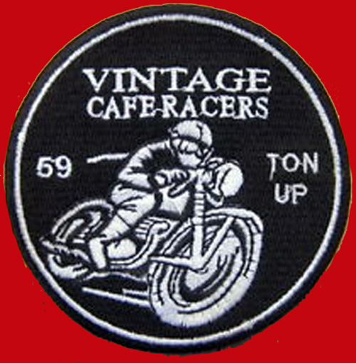 VINTAGE CAFE RACER 59 ACE TON UP  OVAL 3 INCH EMBROIDERED BIKER PATCH