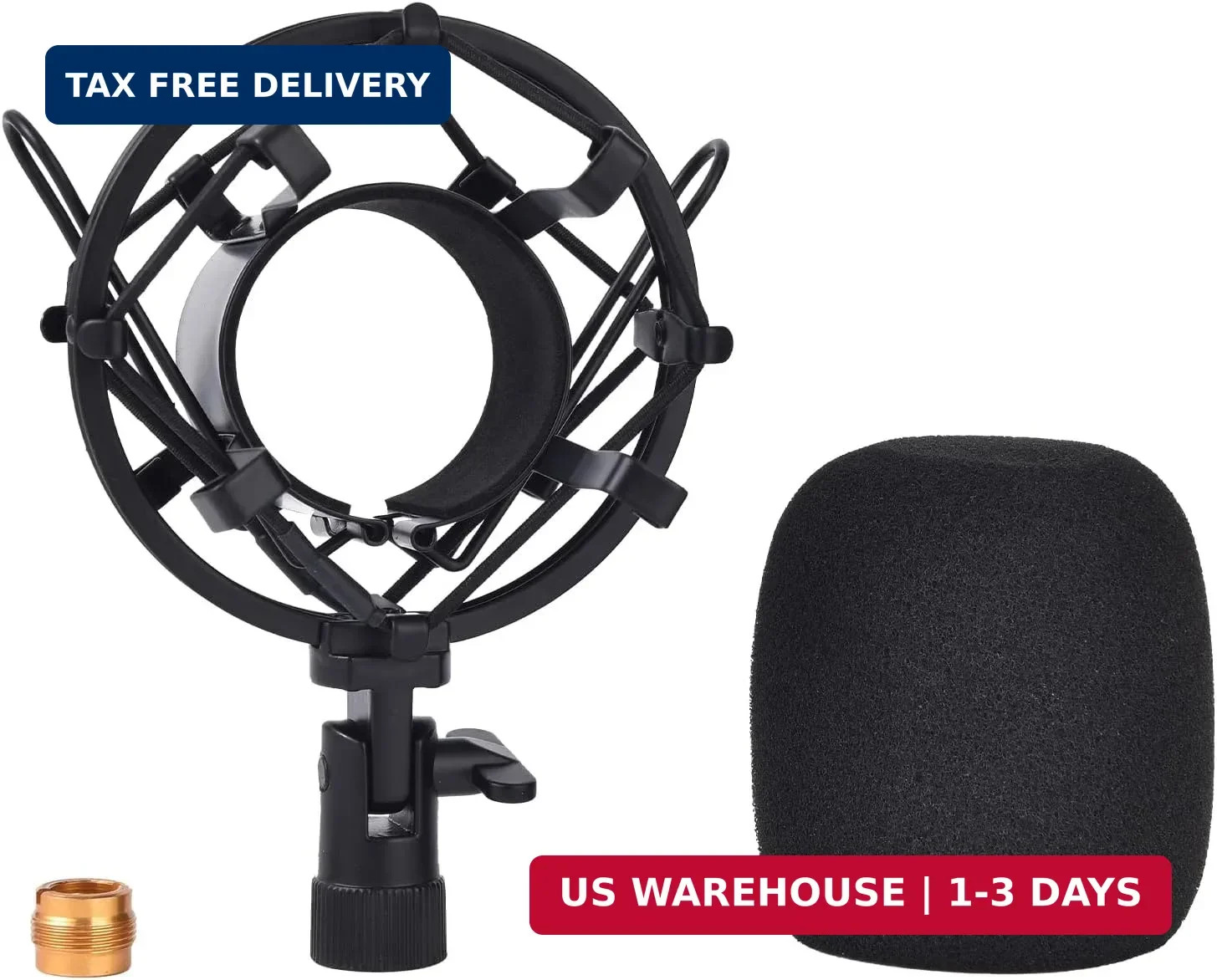 Universal Microphone Shock Metal Mount, Mic Clip Holder Stand (with Windshield)