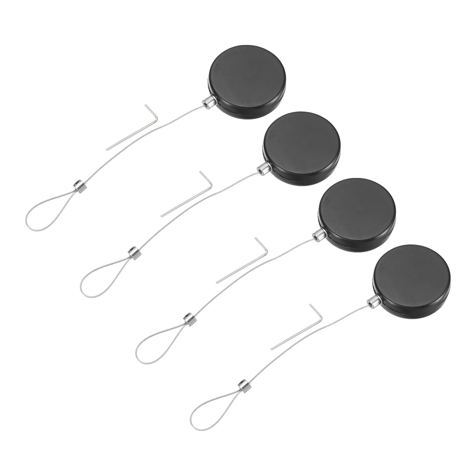 3.3ft Retractable Cable Security Lock with Latch Wrenches 150 g Black,4 Pack