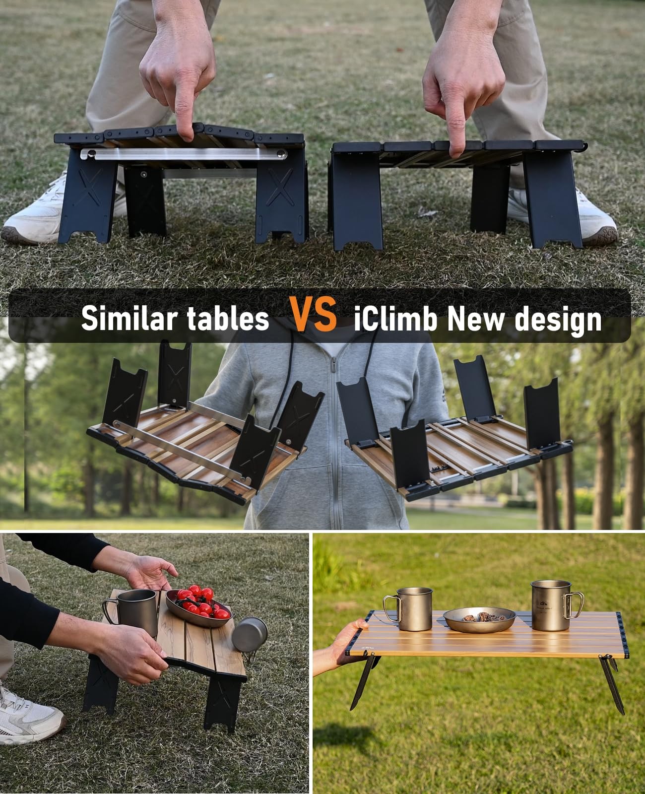 Ultralight Compact Mini Beach Picnic Folding Alu. Table with Carry Bag, Two S...