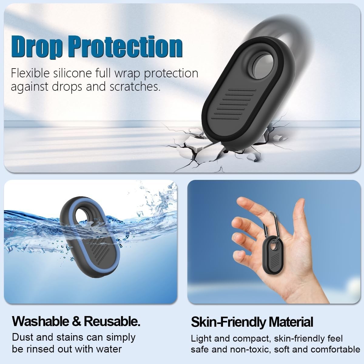 2 Pack Compatible for Samsung Galaxy SmartTag2 2 (Black & Blue)