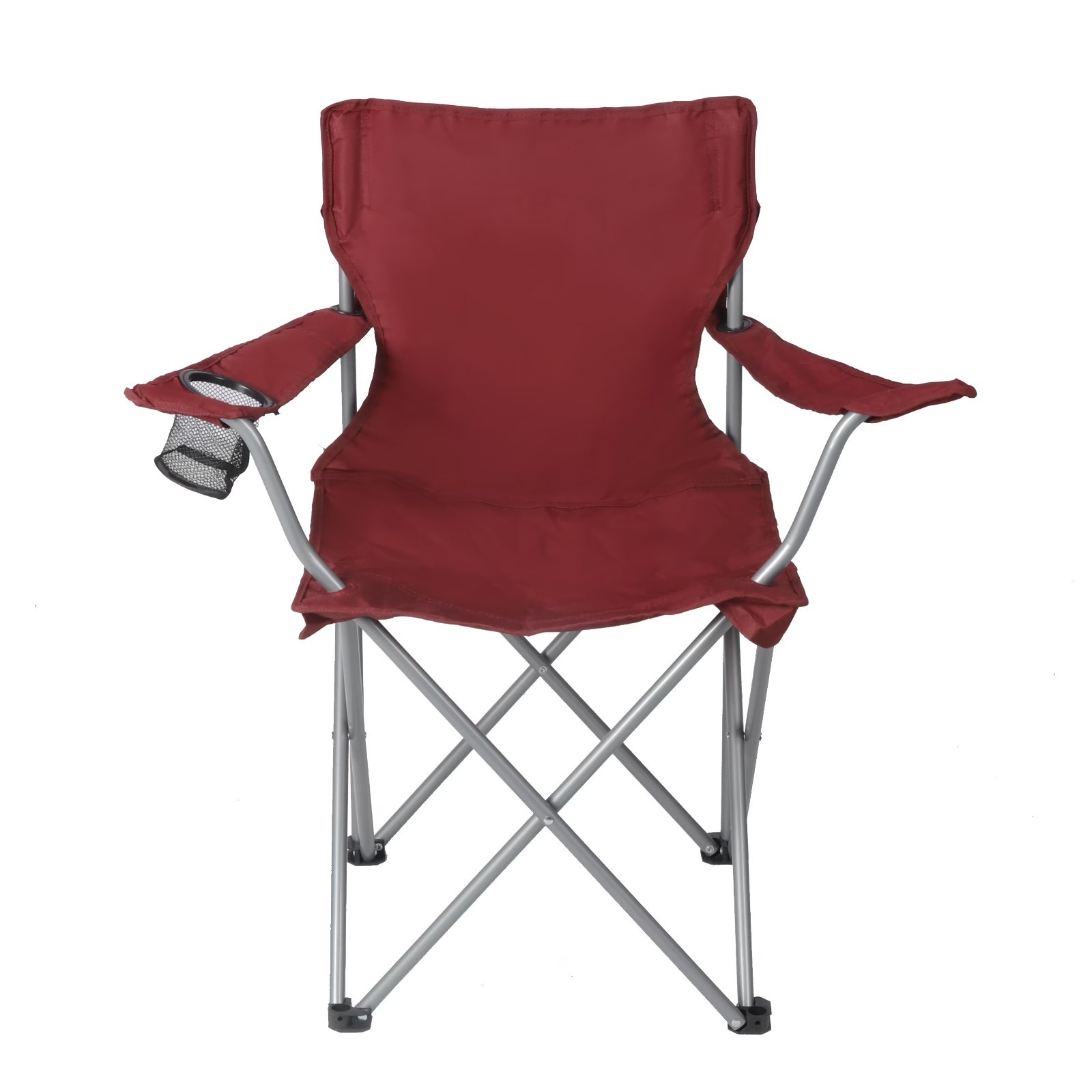 Ozark Trail Quad Folding Camp Chair with Cup Holder, Red.
