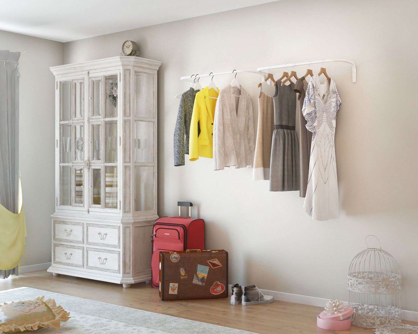 brightmaison Sofia Clothes Rack, Hanging Closet Organizer Adjustable & Wall Moun