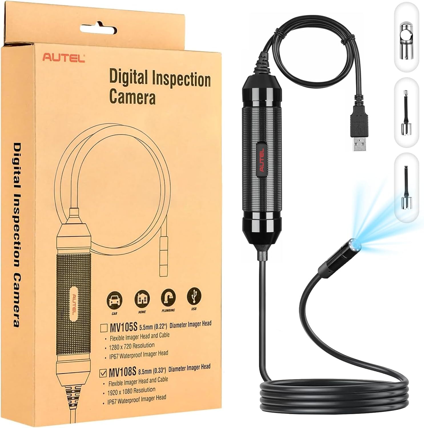Autel MaxiVideo MV108S 8.5mm Digital Inspection Camera For MaxiSys Tablet Kits