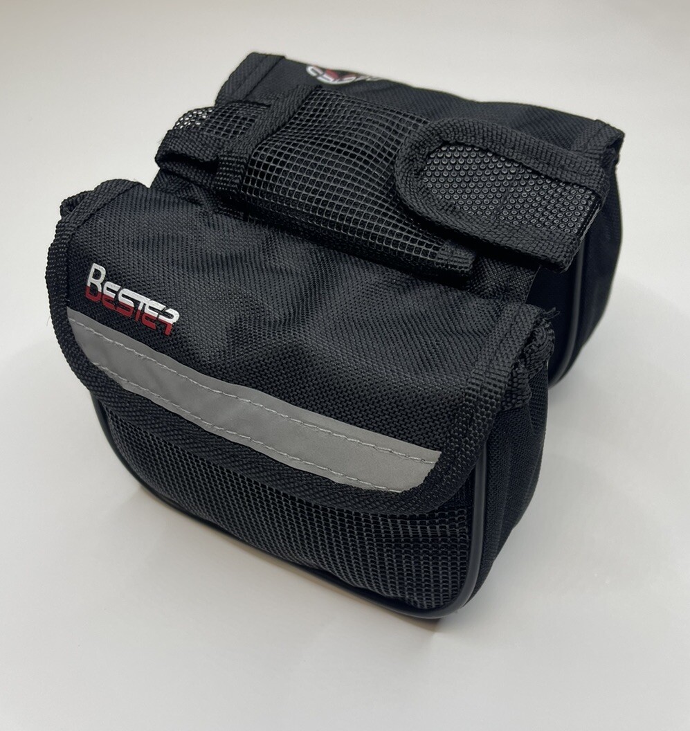 Cycling Bike Bicycle Front  Angle Frame, Pannier Saddle  Double Bag Pouch Black