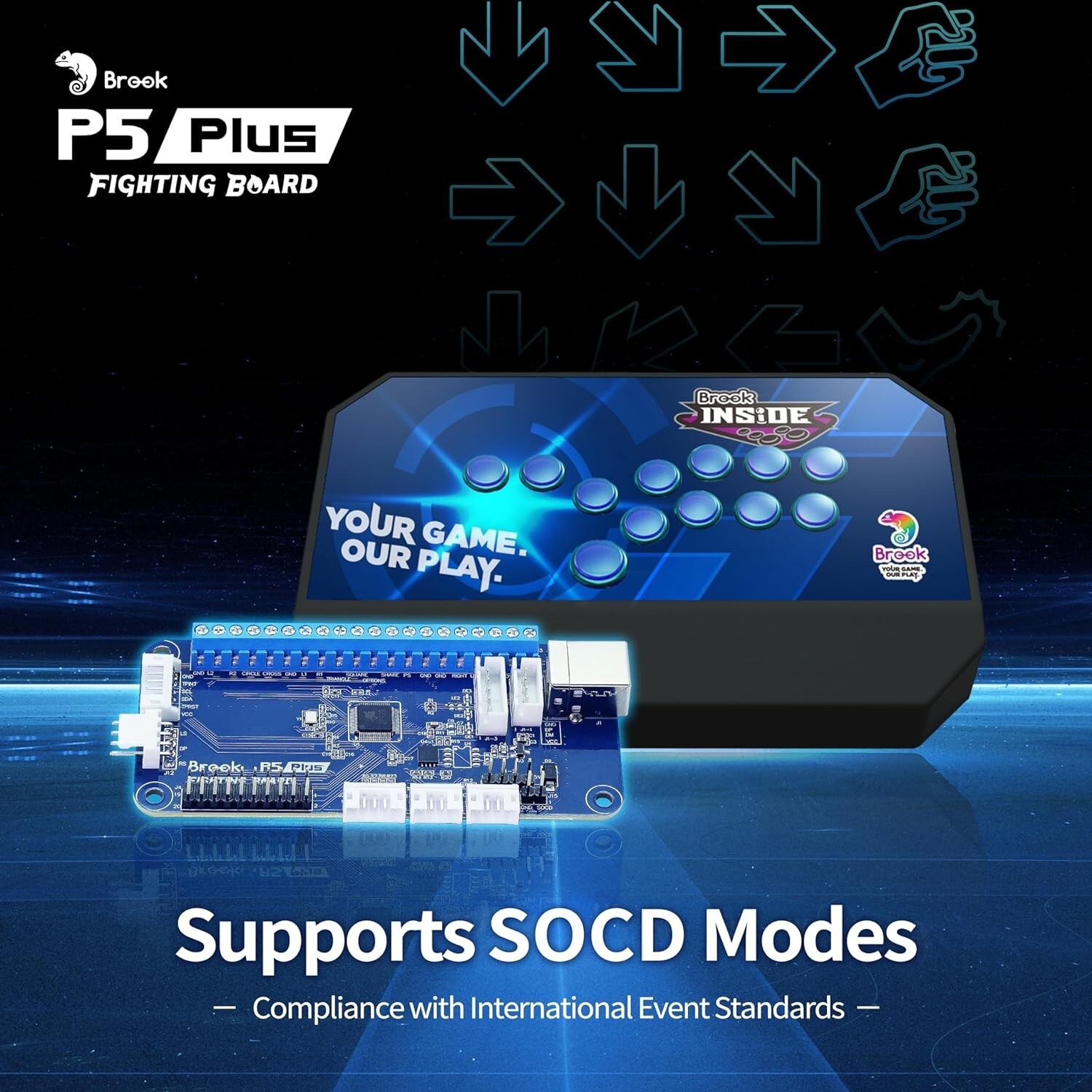 Brook P5 Plus Fighting Board for PS5 Fighting Games/PS4/PS3/Switch/PC (X-Input)