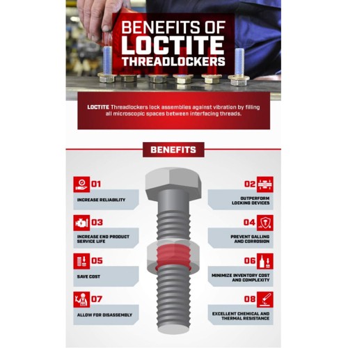 Loctite 263 High-Strength Red Threadlocker, 6 mL Liquid Adhesive