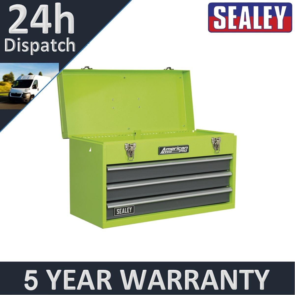 Sealey American PRO� Tool Chest 3 Drawer Green/Grey AP9243BBHV