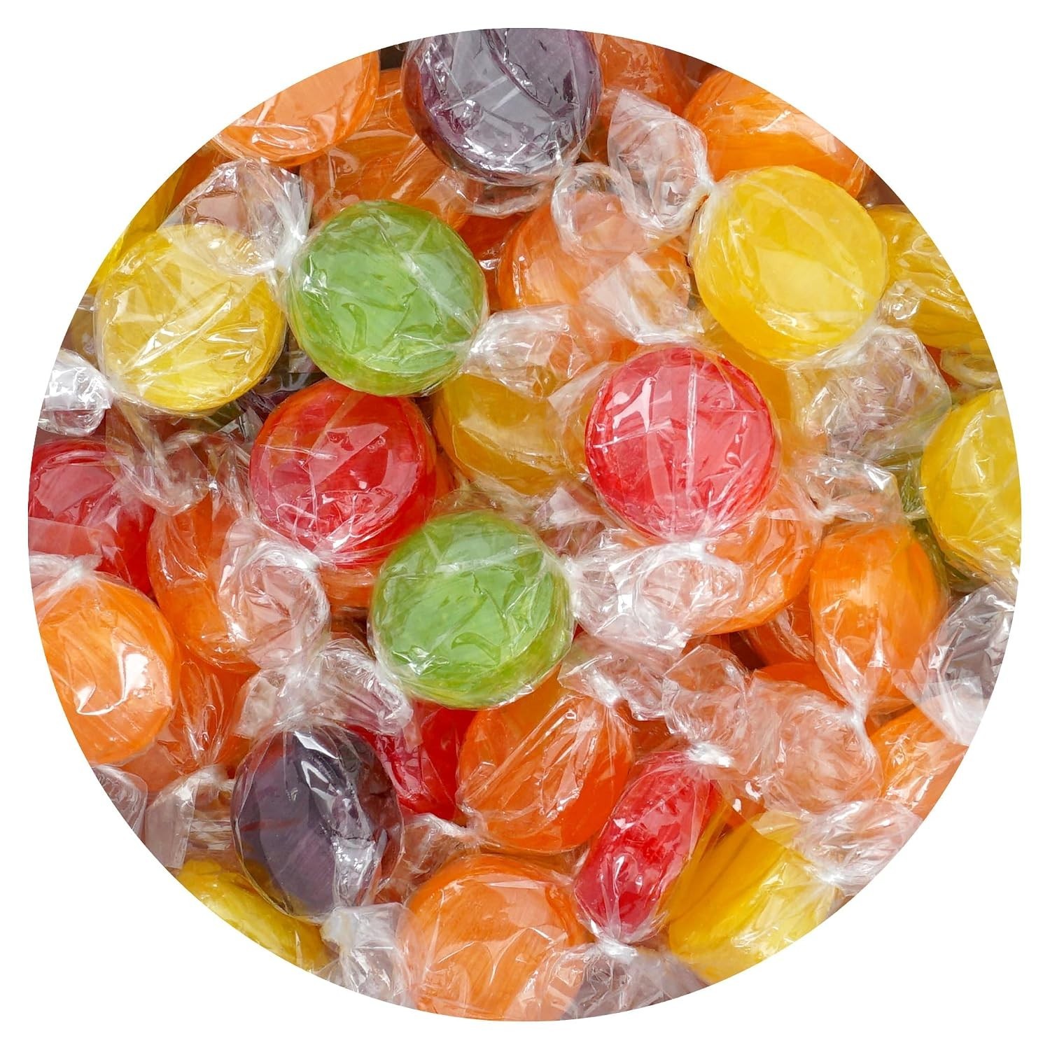 Assorted Fruit Hard Candy, 1 Pound Bulk Candy Approx. 75 pcs., Individually W...