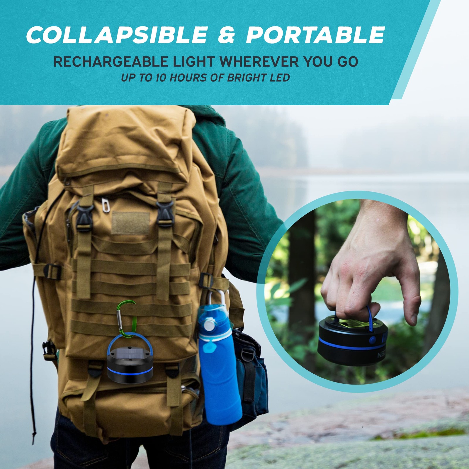 Outdoor Solar Lantern - Solar or Plug Rechargeable Lantern - Collapsible LED ...