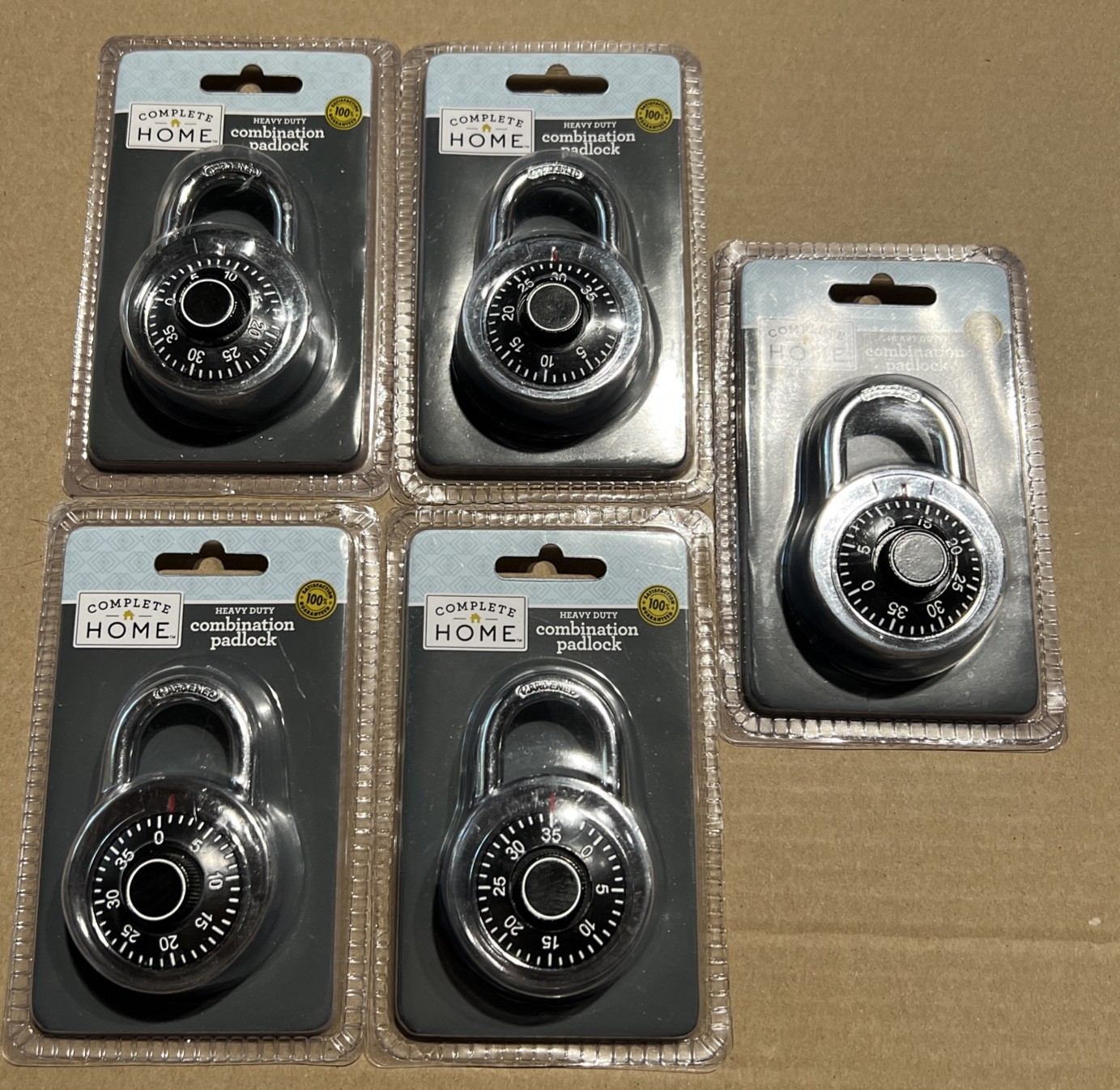 Complete Home Heavy Duty Combination Padlock - Lot Of 5 - Sealed