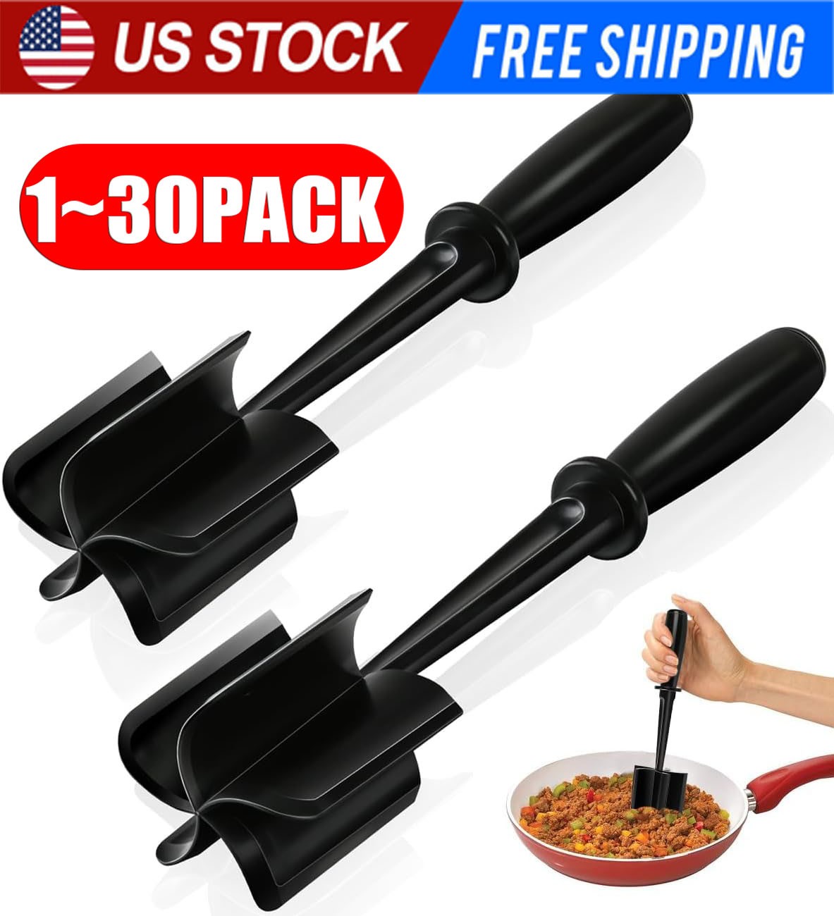 Meat Hamburger Chopper Heat Resistant Utensil Ground Beef Potato Masher Spatula