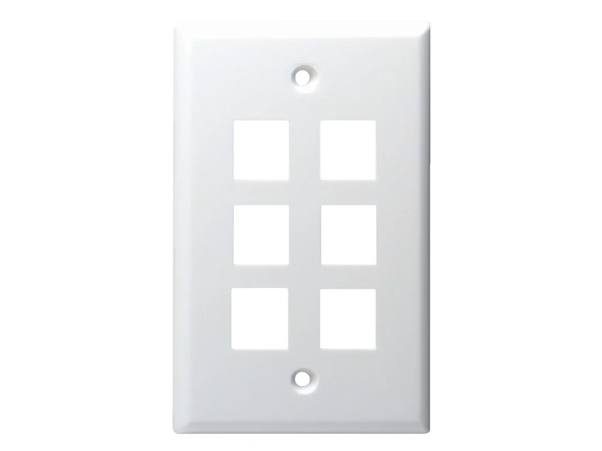 Monoprice Mid-Size Keystone Plate 6 Port, Ultra White, UL
