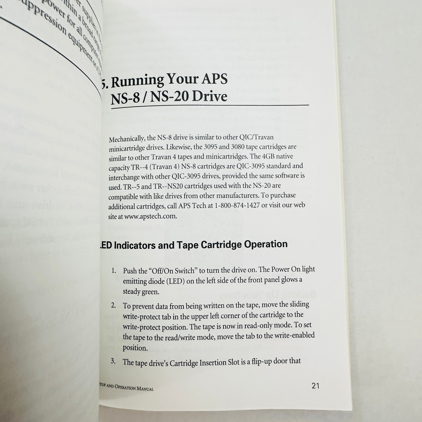 Replacement Manual For APS Tech APS NS-8 / NS-20 Tape Backup Drive