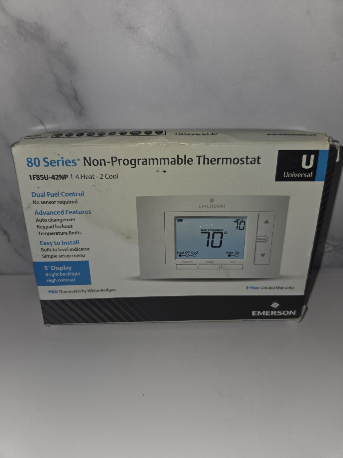 Emerson 1F85U-42PR 80 Series Thermostat 4H/2C Programmable Wall Mount