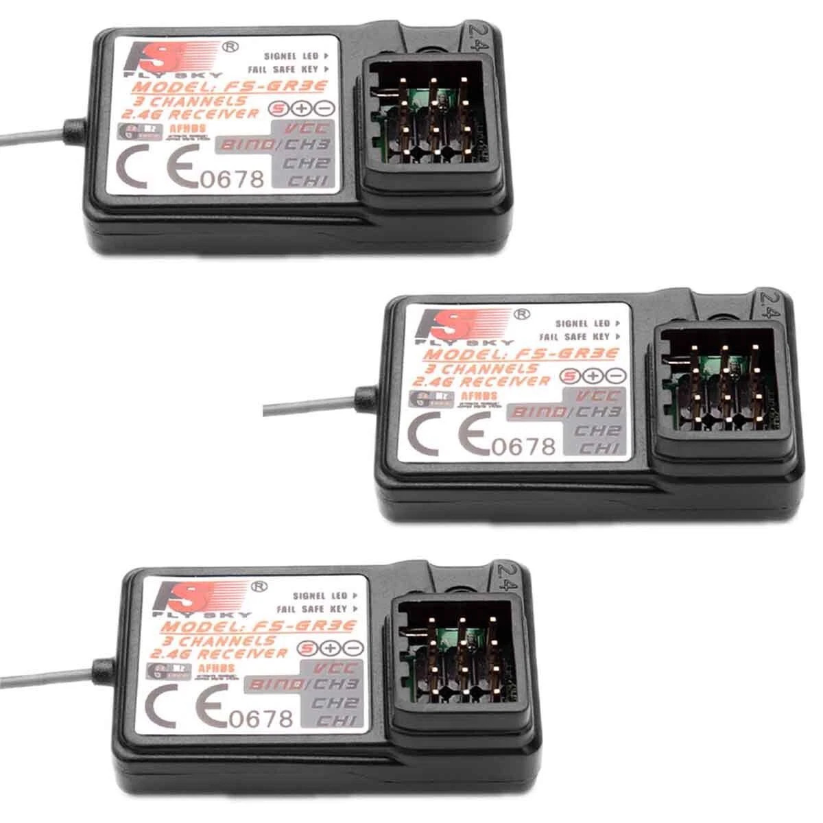 3 PCS FlySky FS-GR3E Receiver 3CH Failsafe for FLYSKY GT2B GT3B GT3C Transmitt