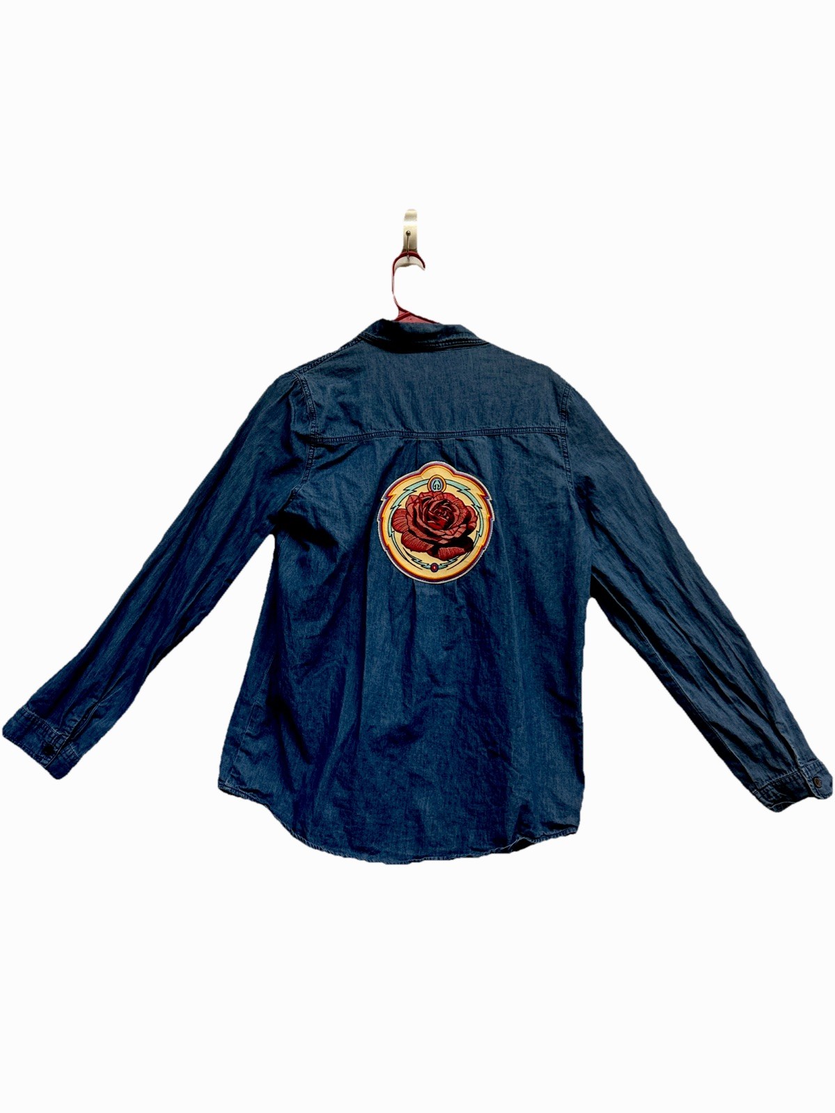 Denim Grateful Dead Shirt Cosmic Rose Patch