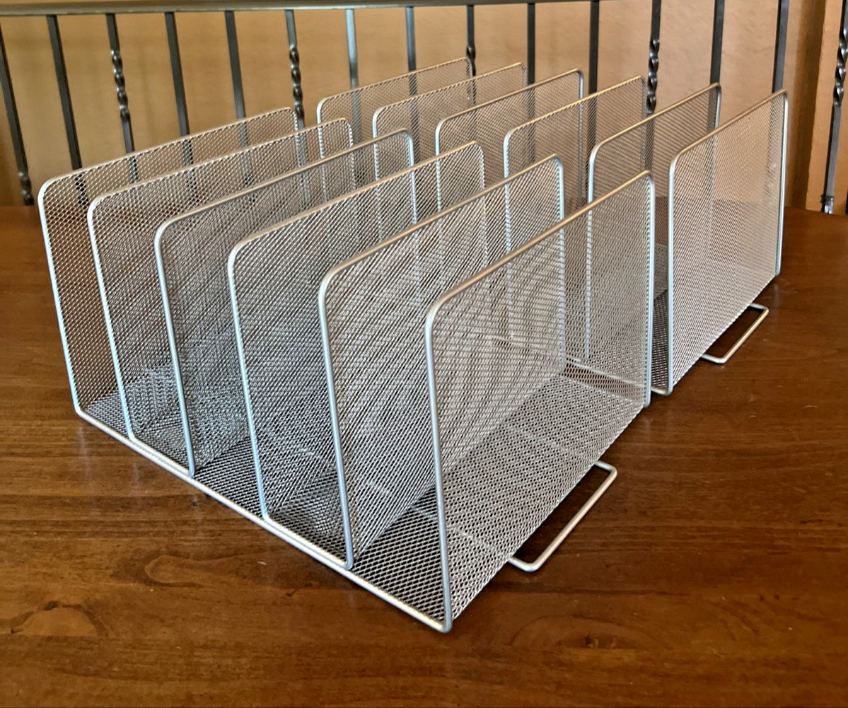 Lot of 2 - 5 Sections Each - Desk File Holder/Rack/Sorter - Mesh Organizer