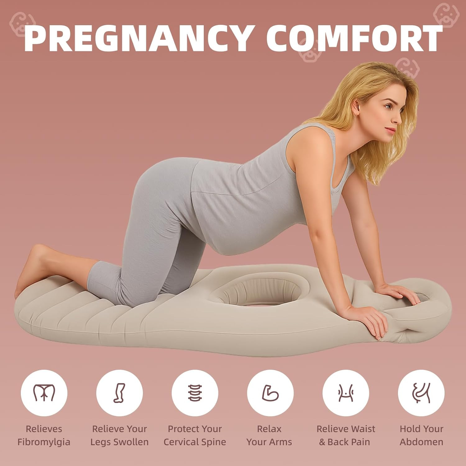 Inflatable Maternity Mattress Sleeping Pillow Lying Facedown Pad for Pregnancy