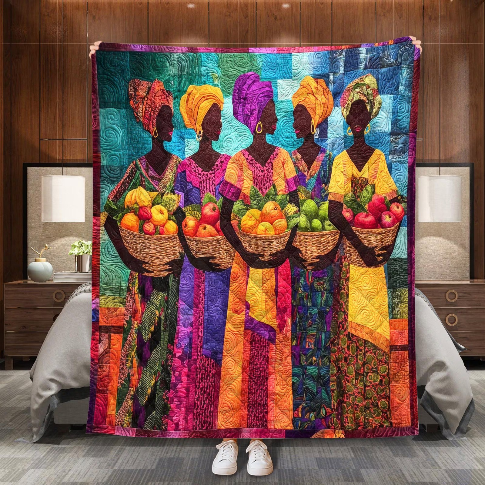 Black Queen Quilt Blanket Afro Heritage Art African American Women Home Gift Dec