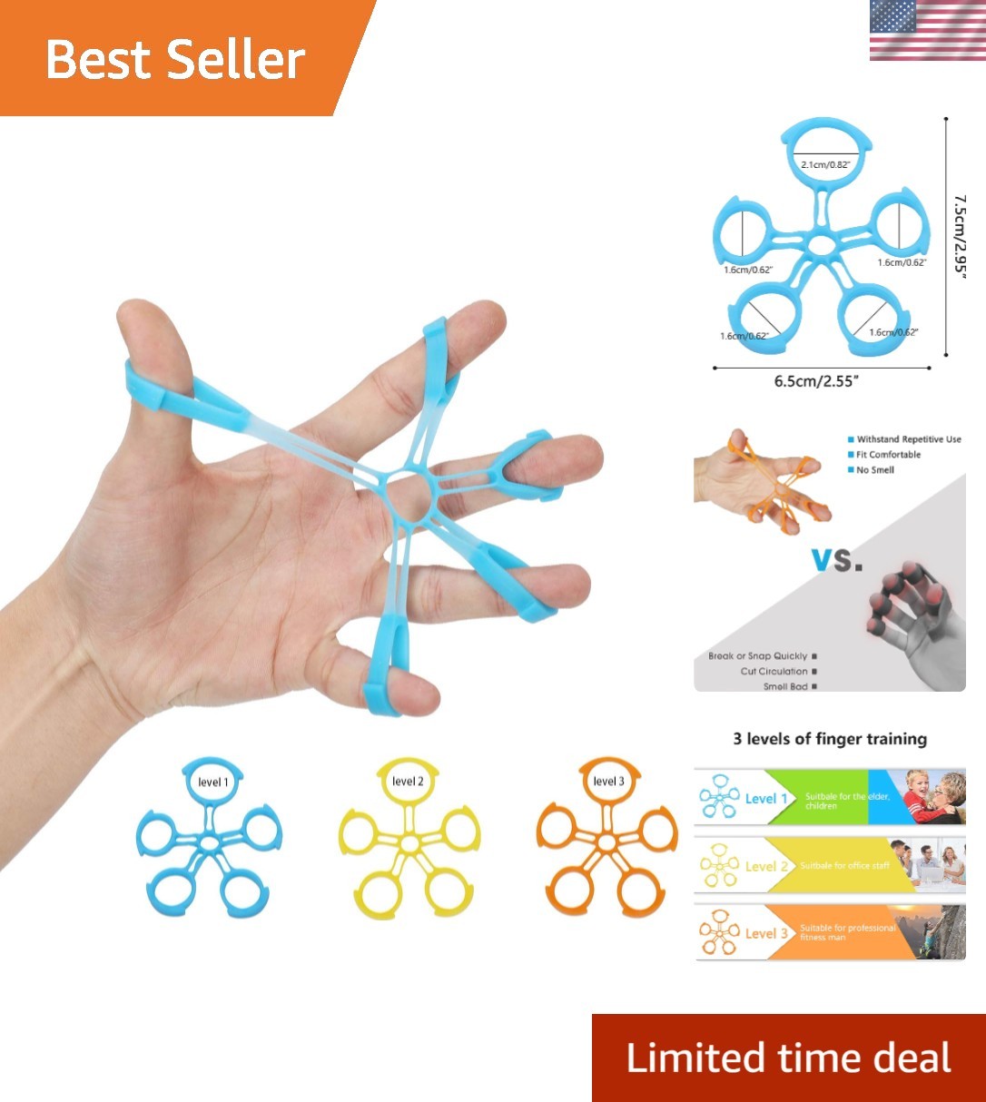 Ergonomic Finger Strengthener & Stretcher Set – 3 Levels for Arthritis Relief