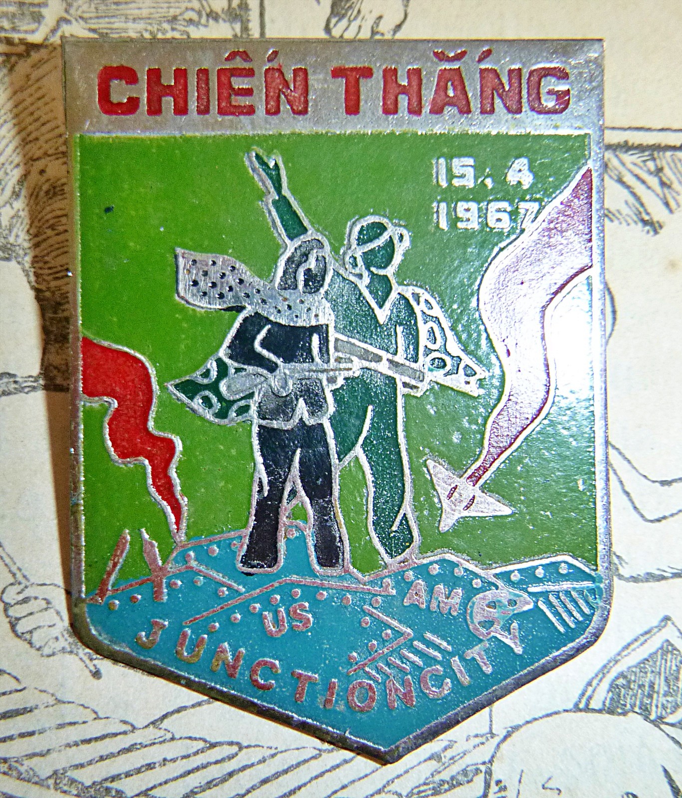 Rare 1967 Badge - Viet Cong - NLF - Operation Junction City - Vietnam War, E.180