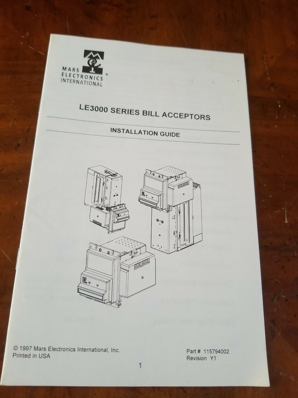 Mars LE3000 series Bill Acceptor  Installation Guide settings  Manual validator