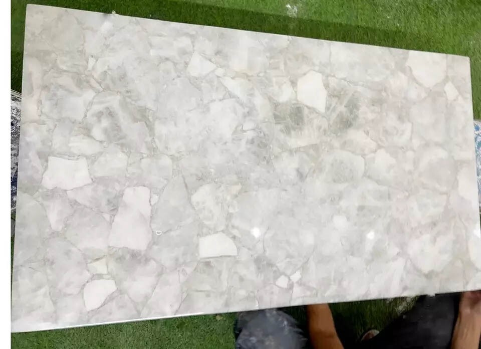 24"x36"Rectangle White Quartz Dining Table Countertop Crystal Stone Hallway Deco