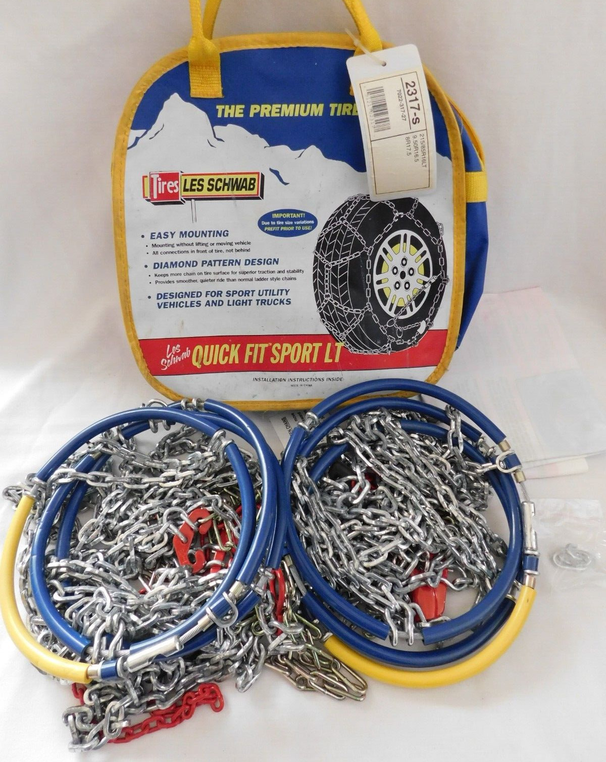 2317-s Les Schwab Quick Fit Sport Light Truck/SUV Tire Chains, 1 Pair Never Used