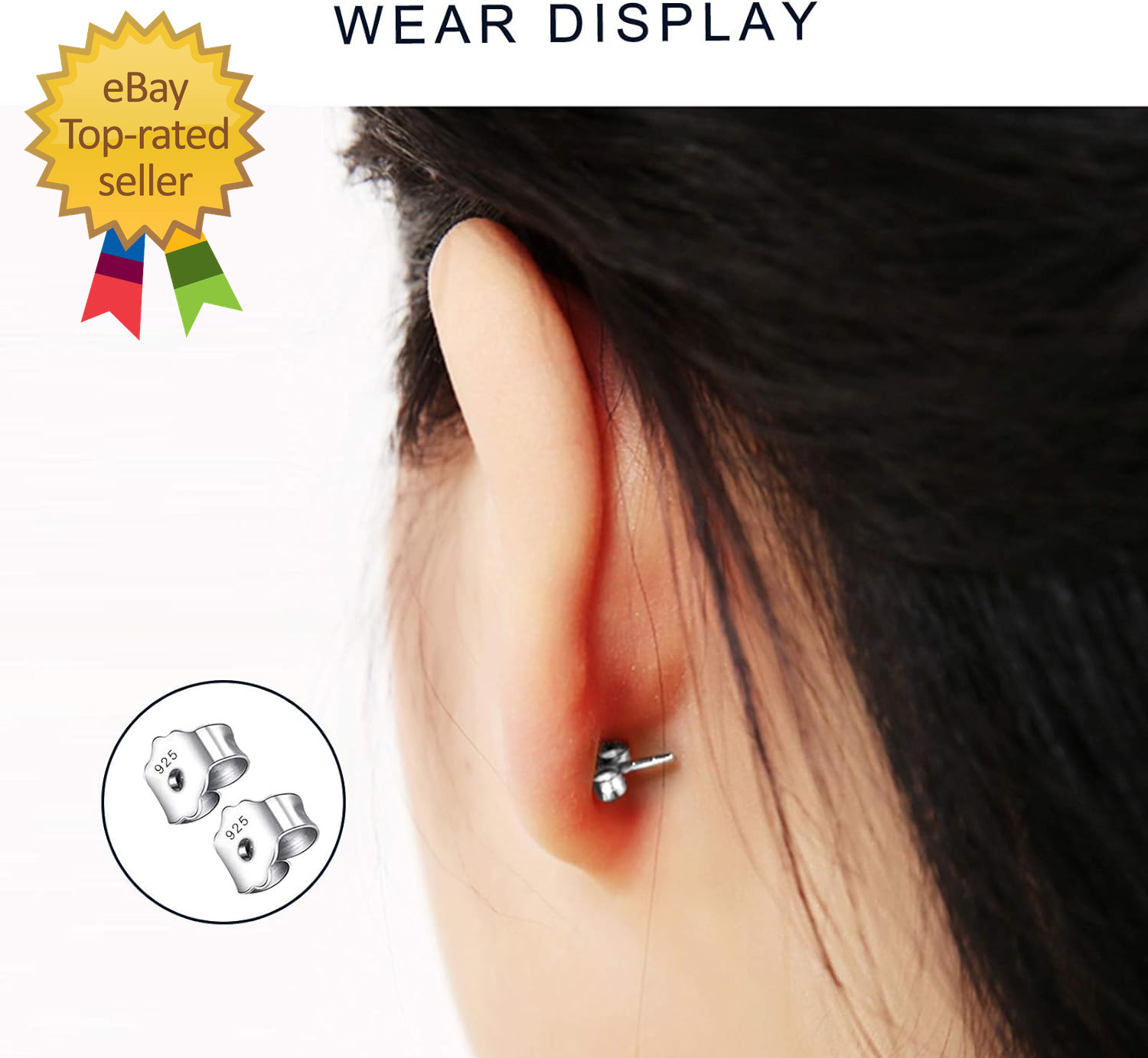 30Pcs/15 Pairs Hypoallergenic Earring Backs Replacement Plated Silver Secure Ear