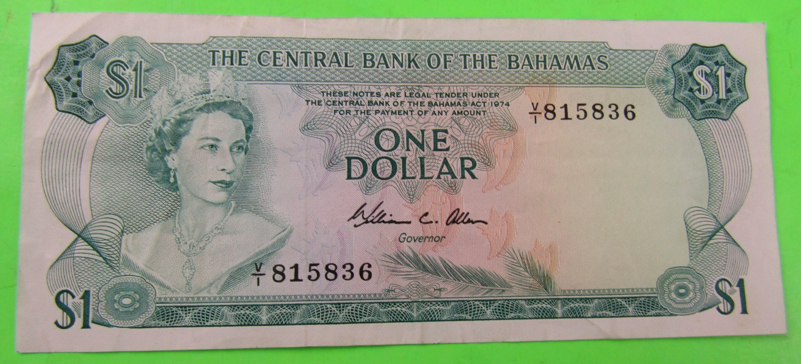 BAHAMAS, $1, QEII, P#35b, L. 1974