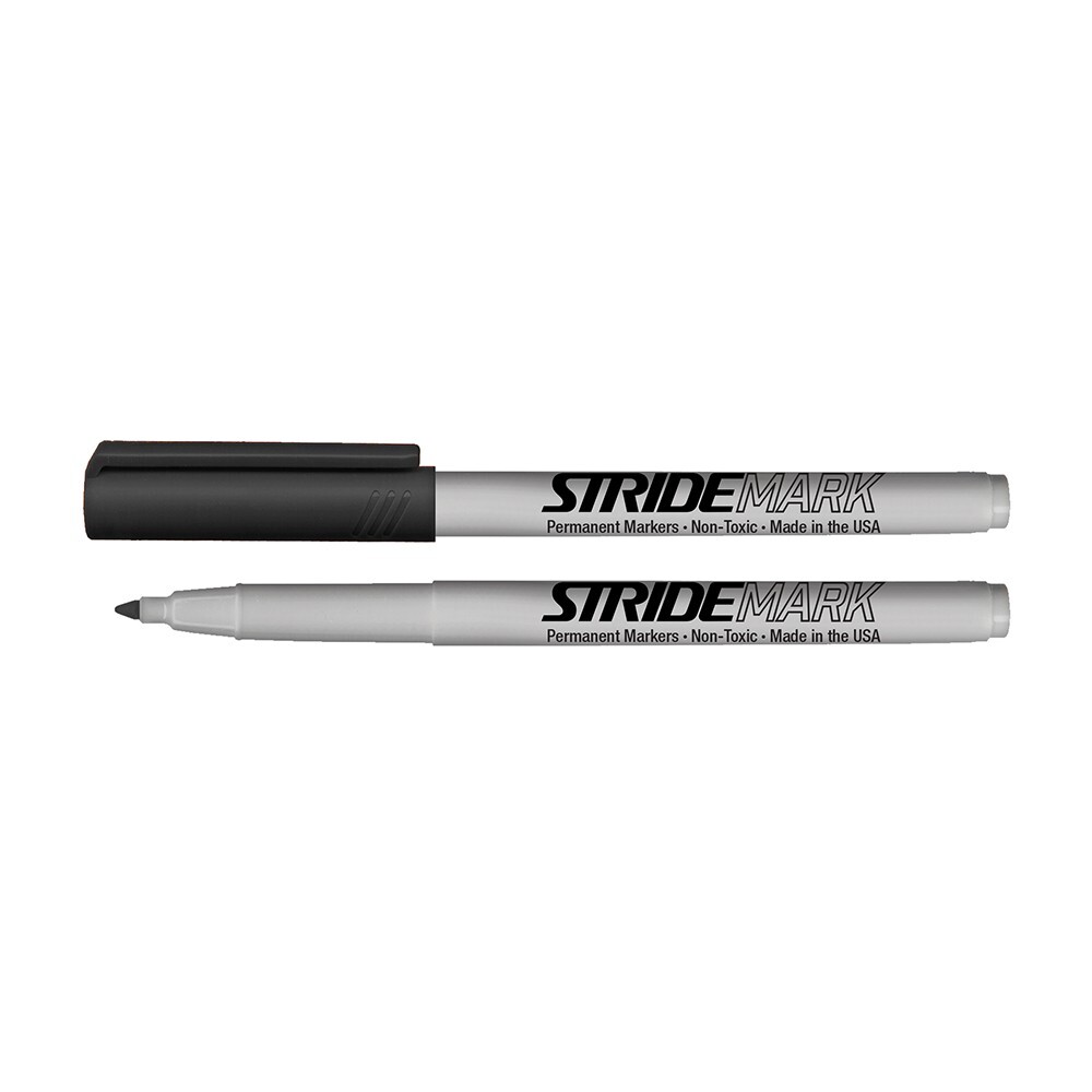 StrideMark Permanent Marker, Fine Point. Black Ink. 12/Pack, #27001