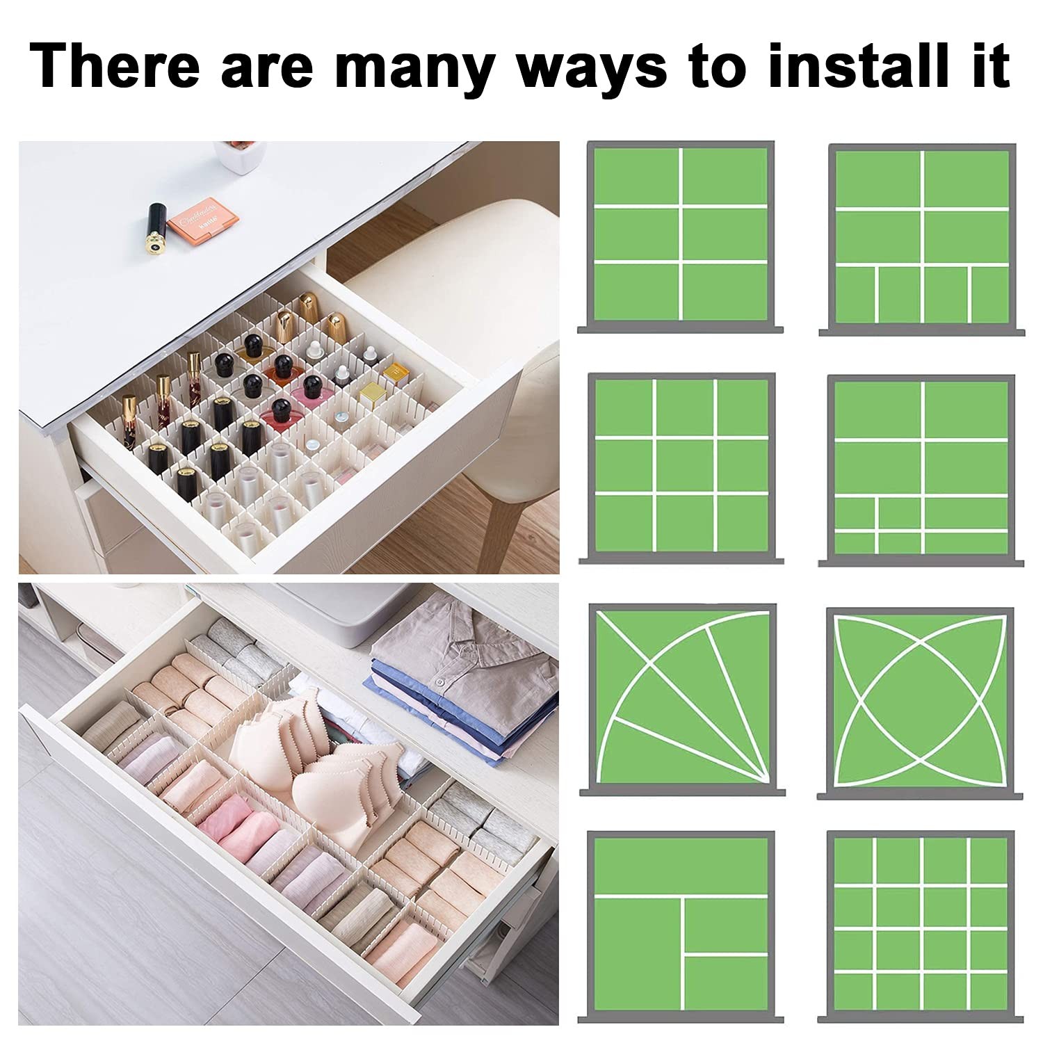 24Pcs Adjustable Drawer Dividers - 14.5Inch Plastic Storage Dividers - White ...