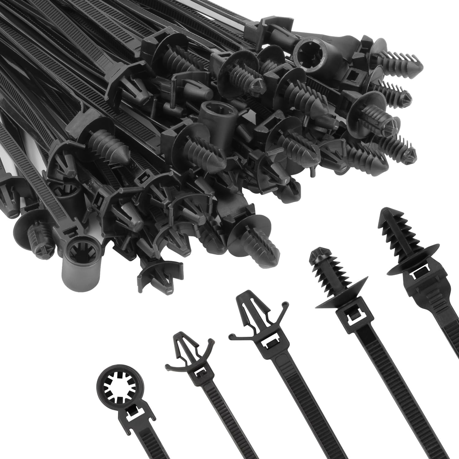 110 PCS Automotive Installation Black Push Mount Cable Zip 110 PCS,