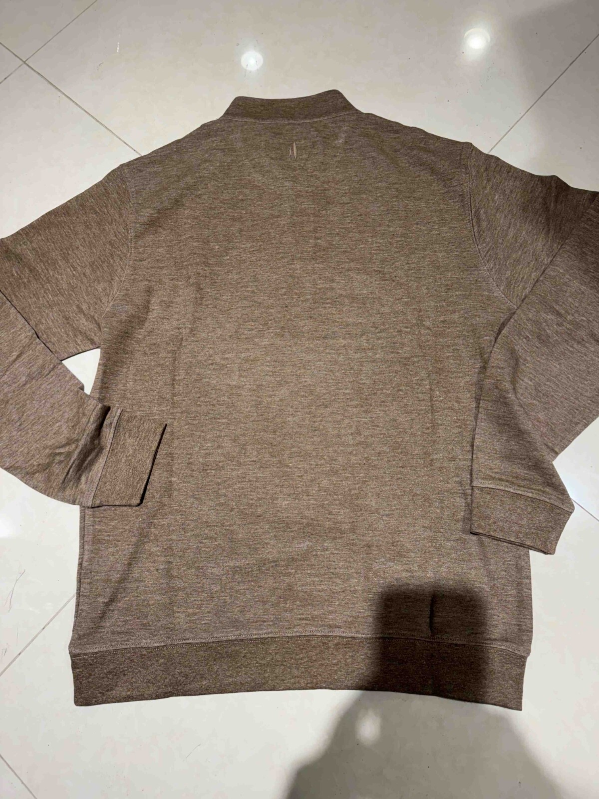 Johnnie-O Performance Cotton Quarter Zip Pullover Sweater Brown Med $128 CAMEL X