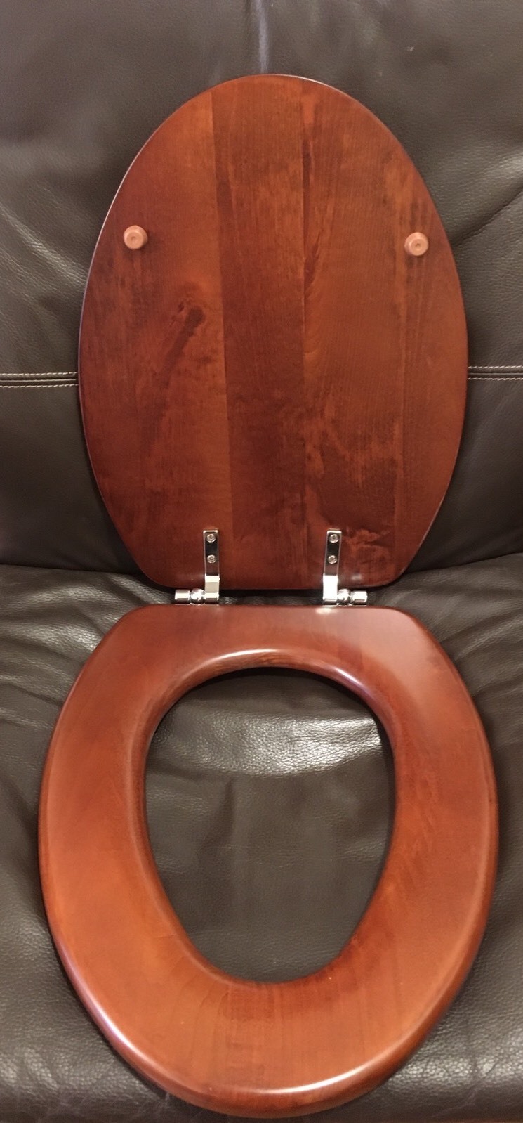 Porcher 71020-00.670 Elongated Wood Toilet Seat w/ Chrome Hinges, CALLA CHERRY