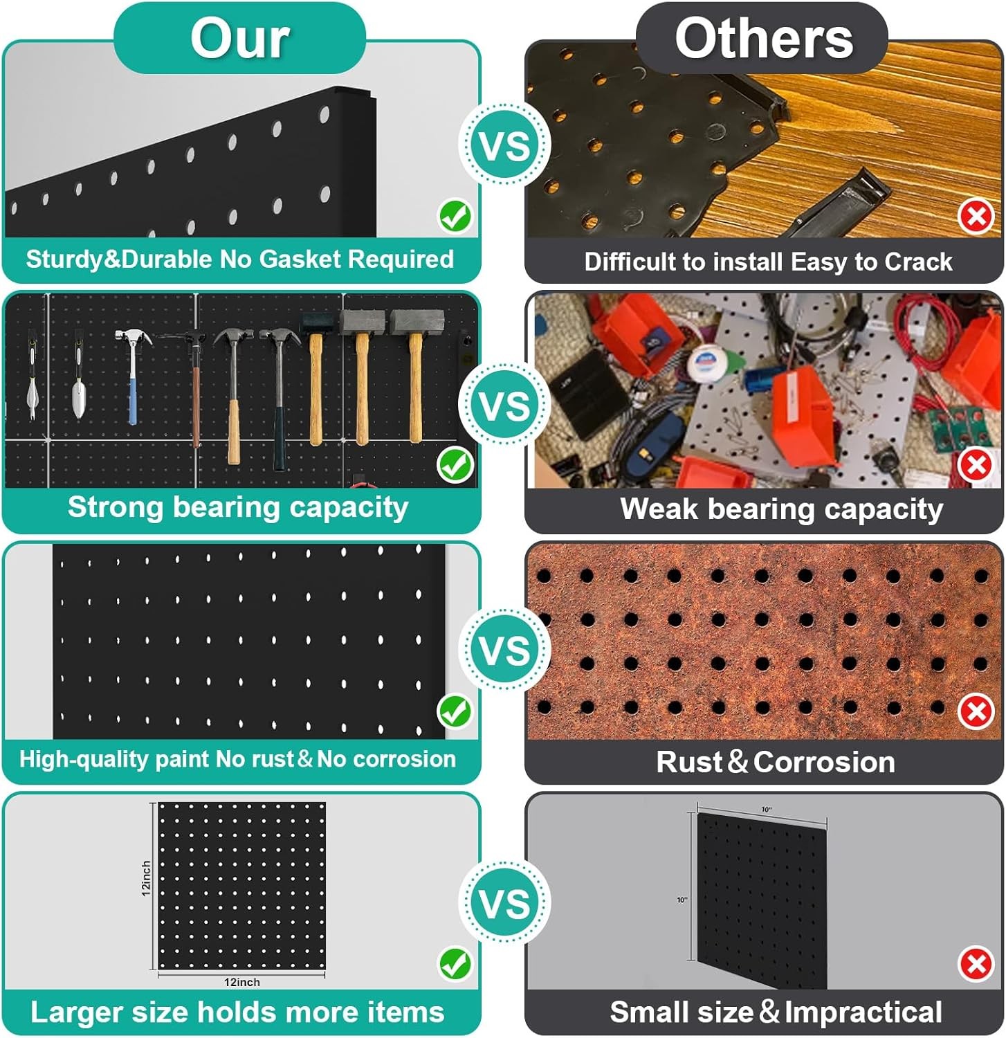 Peg Board 4 Pack Metal Pegboard Panels Black Pegboards Wall Organizer