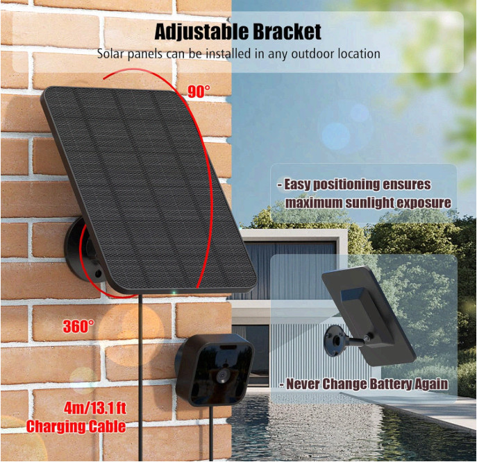 4-Pack Solar Panel for Blink Outdoor XT2/XT3/4 Camera w/Mount & 13.1ft