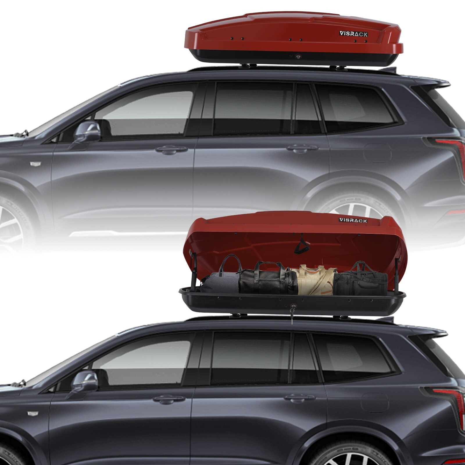 15 Cubic Feet Car Top Cargo Carrier Vehicle Roof Mount Luggage Storage Box