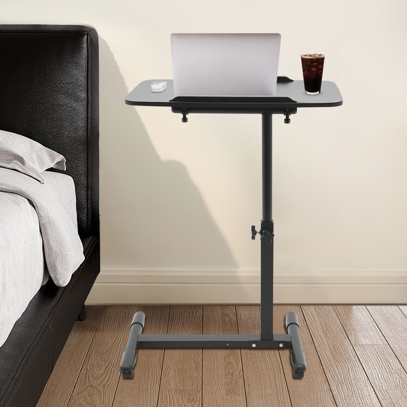 Bedside Table Adjustable Hospital & Home Use Bed Table Rolling Laptop Table