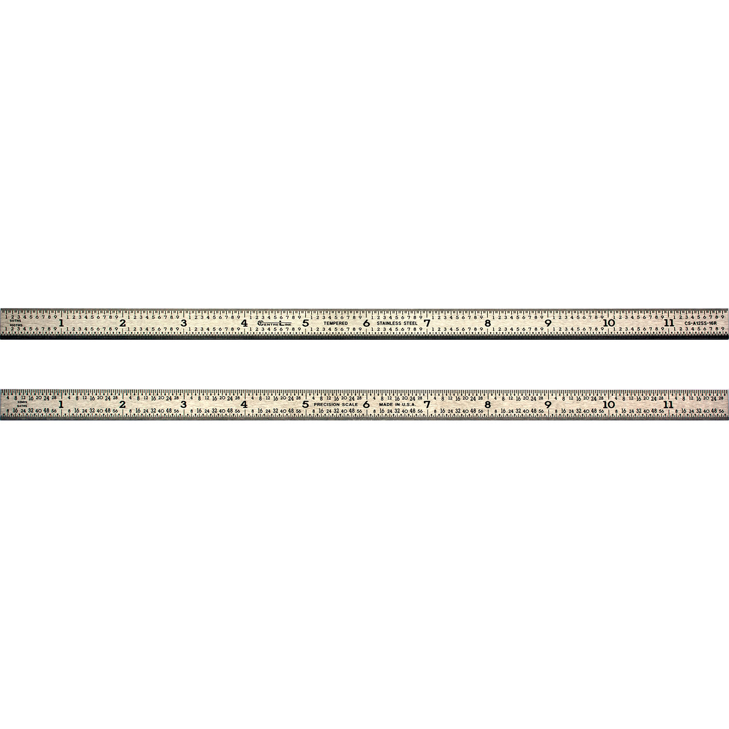 12 Inch 16R Flexible Machinist Rule Stainless 1/50, 1/10, 1/32, 1/64 Made in USA