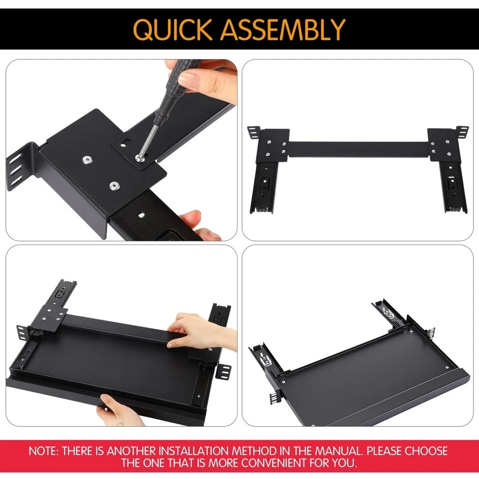 AceOrbit 1U Keyboard Tray 8" Deep, Universal 19" Rack Mount Sliding Shelf Tra...