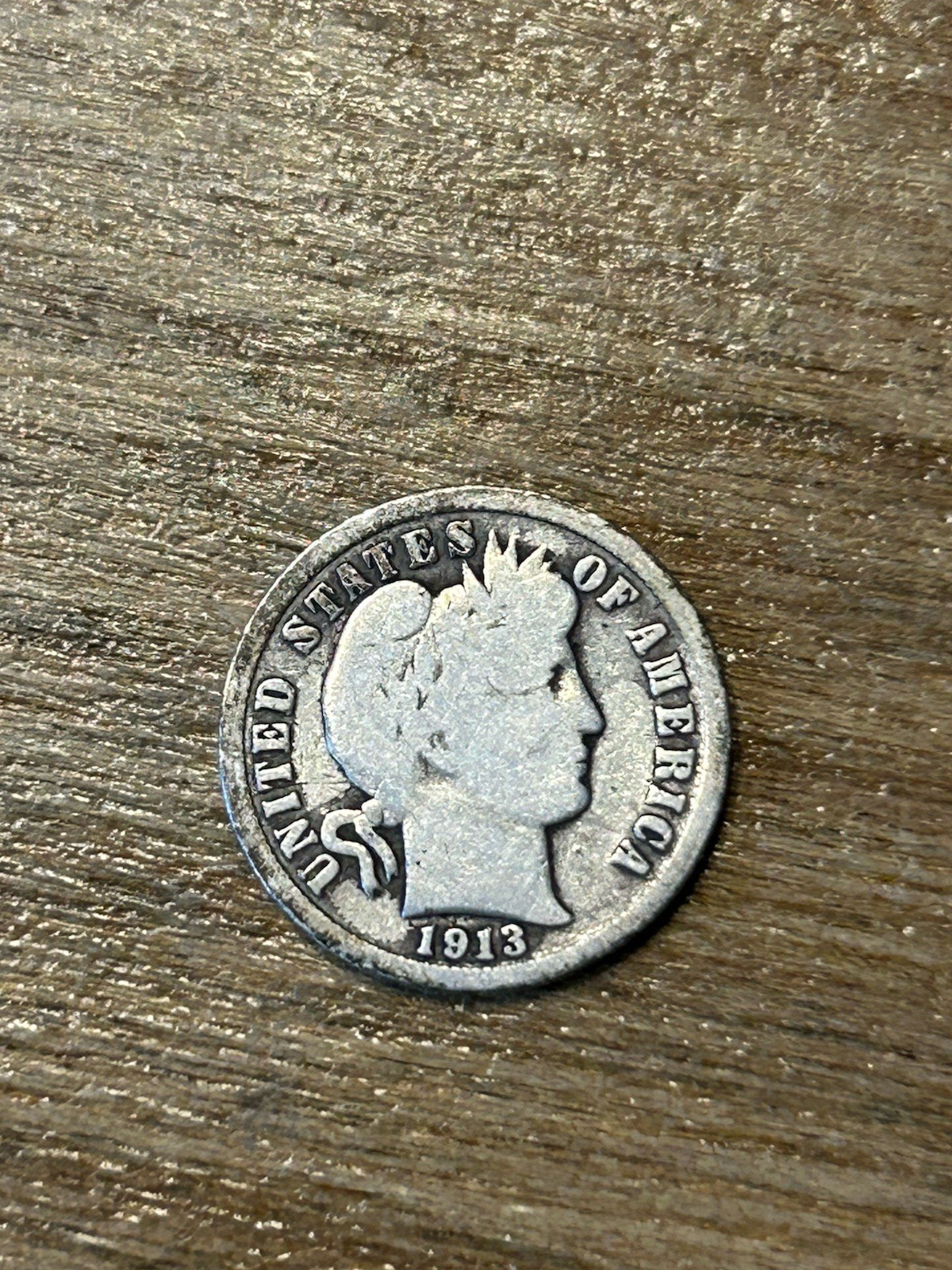 1913 Barber Dime G+