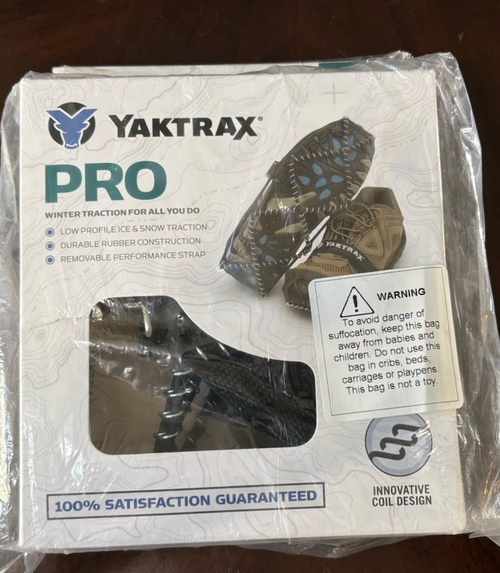 Yaktrax Pro winter traction cleats, designed to fit over shoes and boots